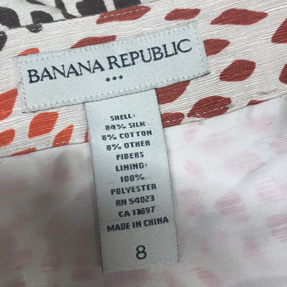BANANA REPUBLIC Silk skirt brown rust cream size 8 - Picture 5 of 5